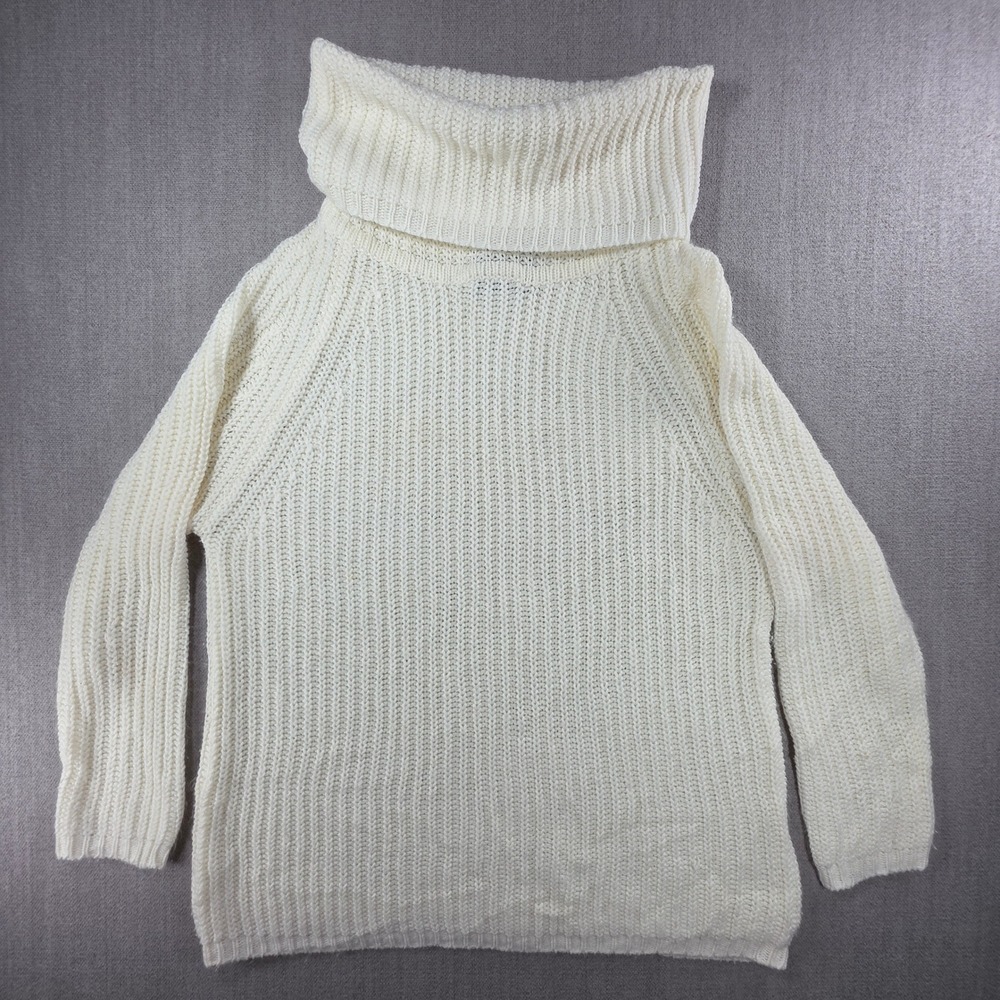 Active USA Turtleneck Sweater Womens Small Cream White Chunky Knit Raglan Sleeve